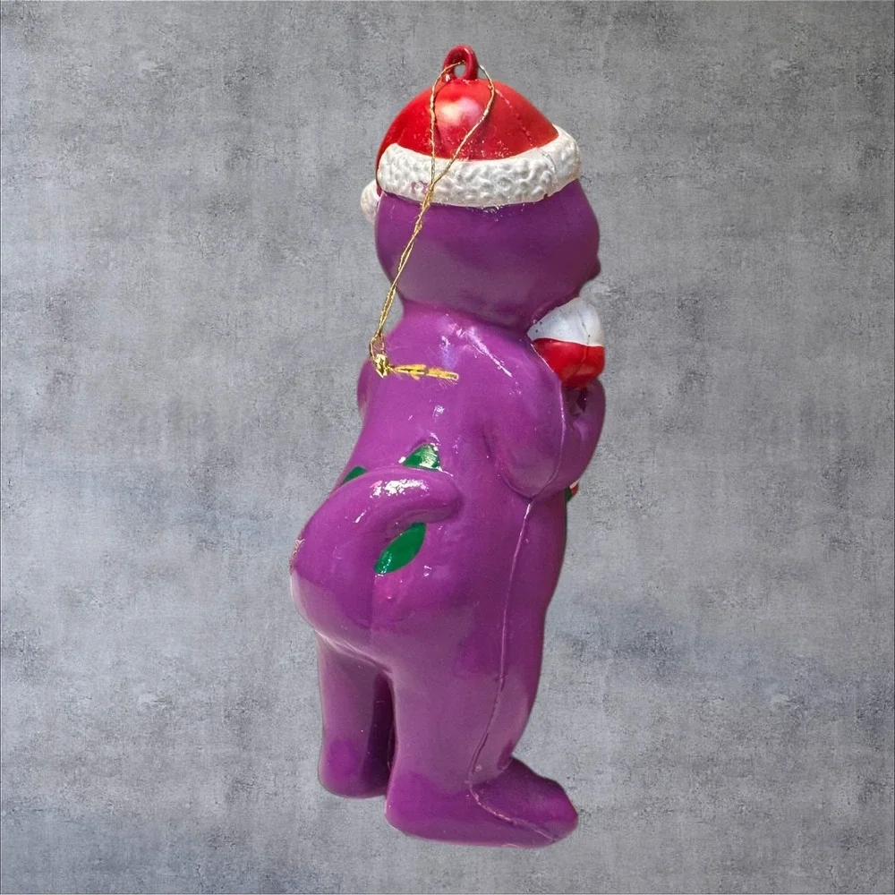 Vintage 1999 Barney Christmas Ornament Santa Hat Candy Cane Gift Lyons Group‎ 4